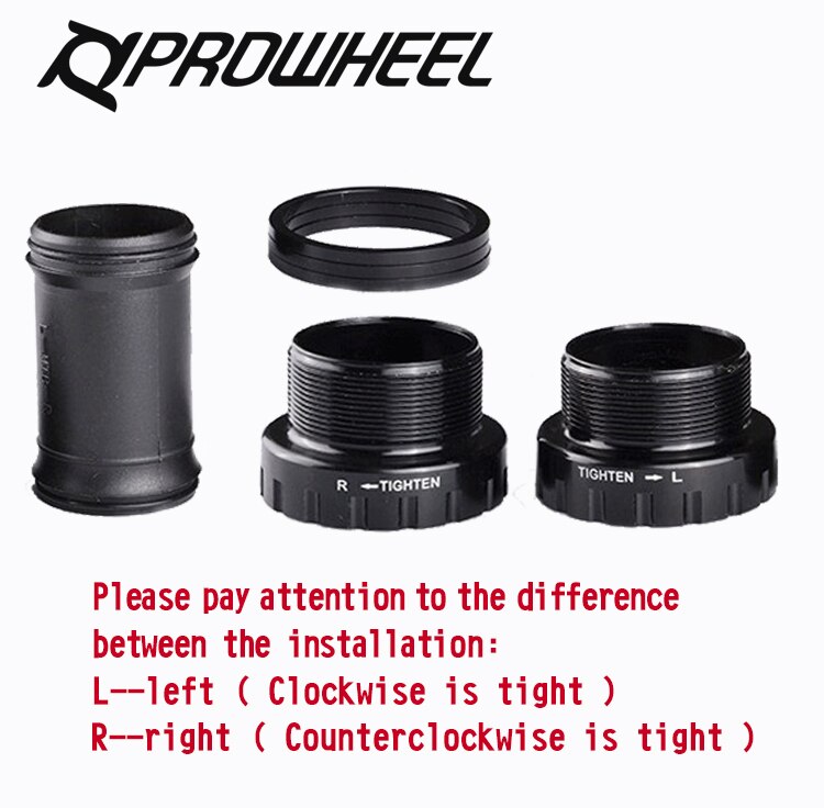 Prowheel BB Axle Adapter 1.37 / 24mm Crank Sprocket Set Black MTB Road Bicycle Push Bottom Fit Brackets For Shimano deore BB52