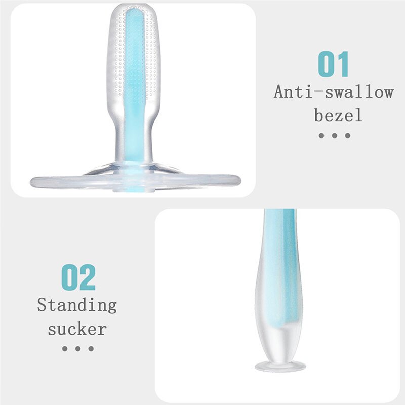 Cepillos dentales de entrenamiento para bebé, cepillo Dental de silicona suave con mango encantador con ventosa, cepillos dentales de entrenamiento sin BPA