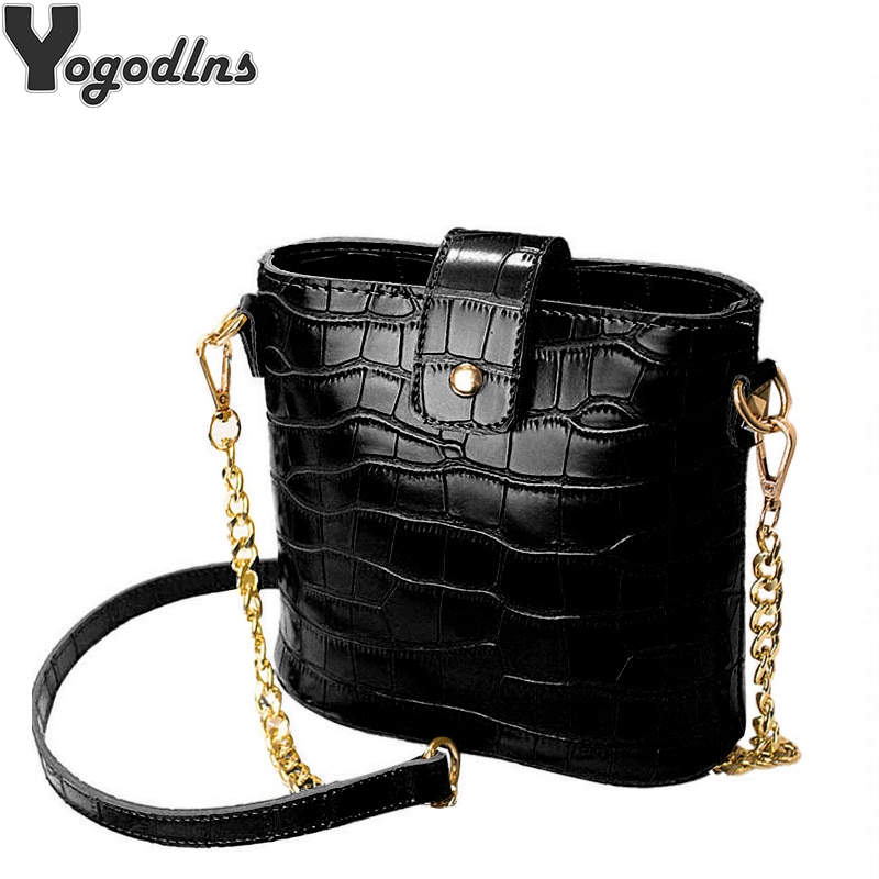 Bolsos de cubo con Retro de cocodrilo, bolsos de mano de cadena para mujer, bolsas de mensajero de hombro casuales, bolsos cruzados de cuero PU para mujer, bolso