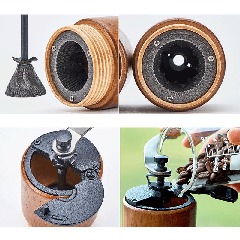 Holz Manuelle Kaffeemühle Bohne Konische Grat Kaffeemühle für Espresso Fein Grob Einstellbar Tragbare für Reisen Heimat Sekretariat