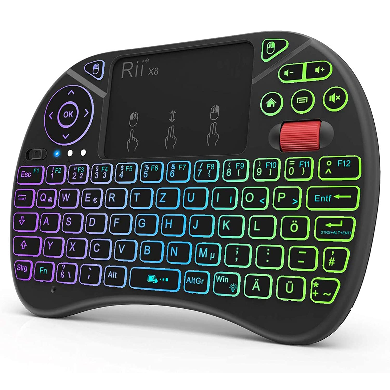 Mini keyboard Rii X8 2.4GHz Wireless keyboard with Touchpad Backlit for PC/Android TV box/IPad: Pewter