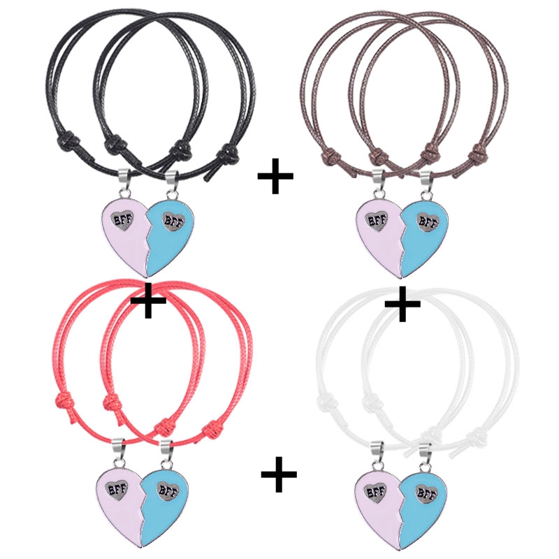 Pulsera trenzada bohemia para mujer, colgante sencillo a la con costuras en forma de corazón, colgante BFF para mejor amigo, de joyería de amistad 2023: Verde oscuro