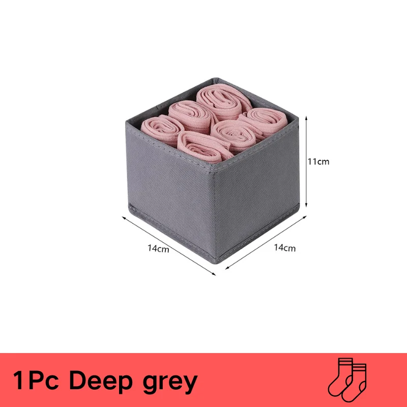 Drawer Underwear Storage Box Foldable Non-woven Storage Box Six-piece Set Underwear Bra Socks Drawer Storage Finishing Boxes: Light Grey