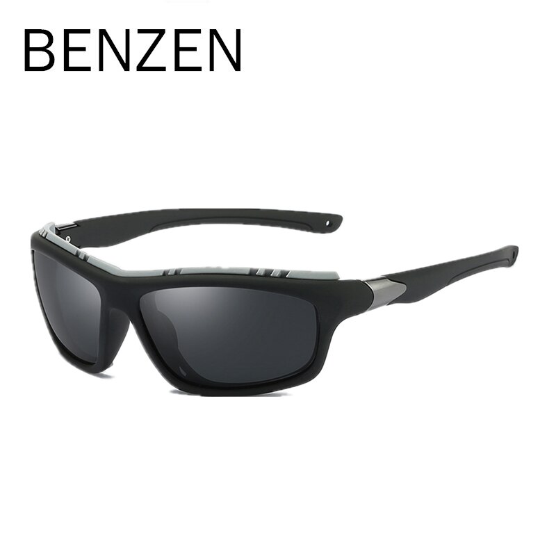Gafas de sol polarizadas BENZEN para hombre, Gafas de sol militares, Gafas de sol deportivas para conducir, Gafas de sol tácticas para hombres, Gafas de sol para pescar UV400: BLACK