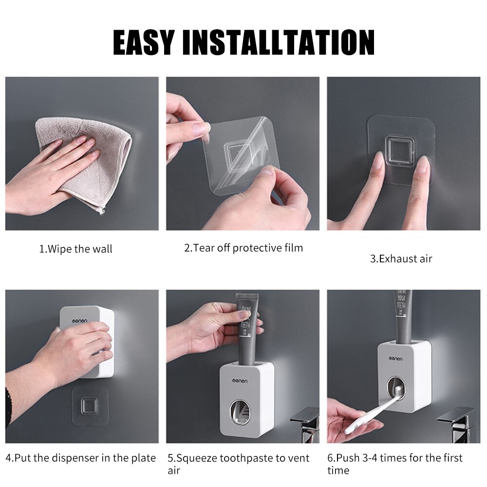 Mengn Toothpaste Dispenser Wall-Mounted Automatic Toothpaste Holder Hands Free Toothpaste Squeezer for Sink Bathroom Accessories