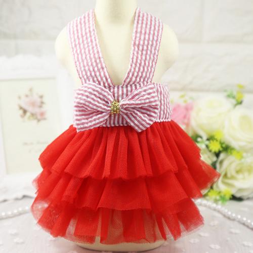 Summer Pet Dog Princess Strap Skirt Puppy Wedding Birthday Party Clothing Dress: Red / XL