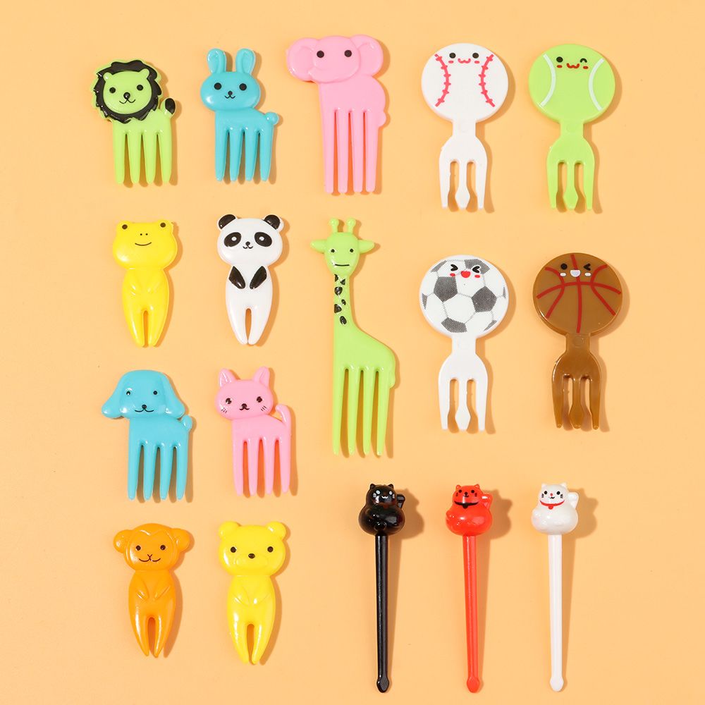 1Set Mini Animal Farm Cartoon Food Picks Reusable Children Snack Cake Dessert Food Fruit Forks Lunch Bento Party Accessories