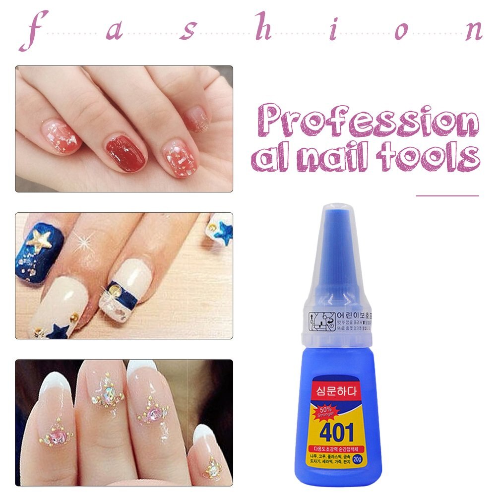 Adhesivo instantáneo multifuncional 401, 20g, pegamento líquido superfuerte para el hogar, oficina, escuela, suministros de belleza de uñas para madera y plástico,