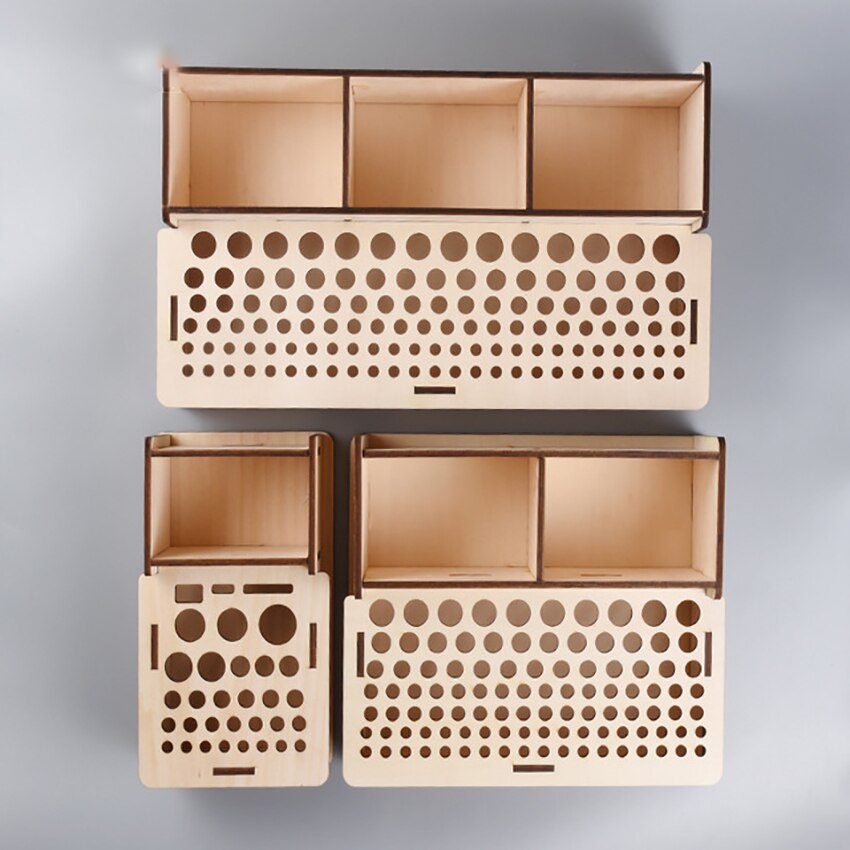 Leathercraft-Soporte de herramientas multifuncionales, organizador de herramientas de madera y cuero, soporte para punzonado, 3 tamaños