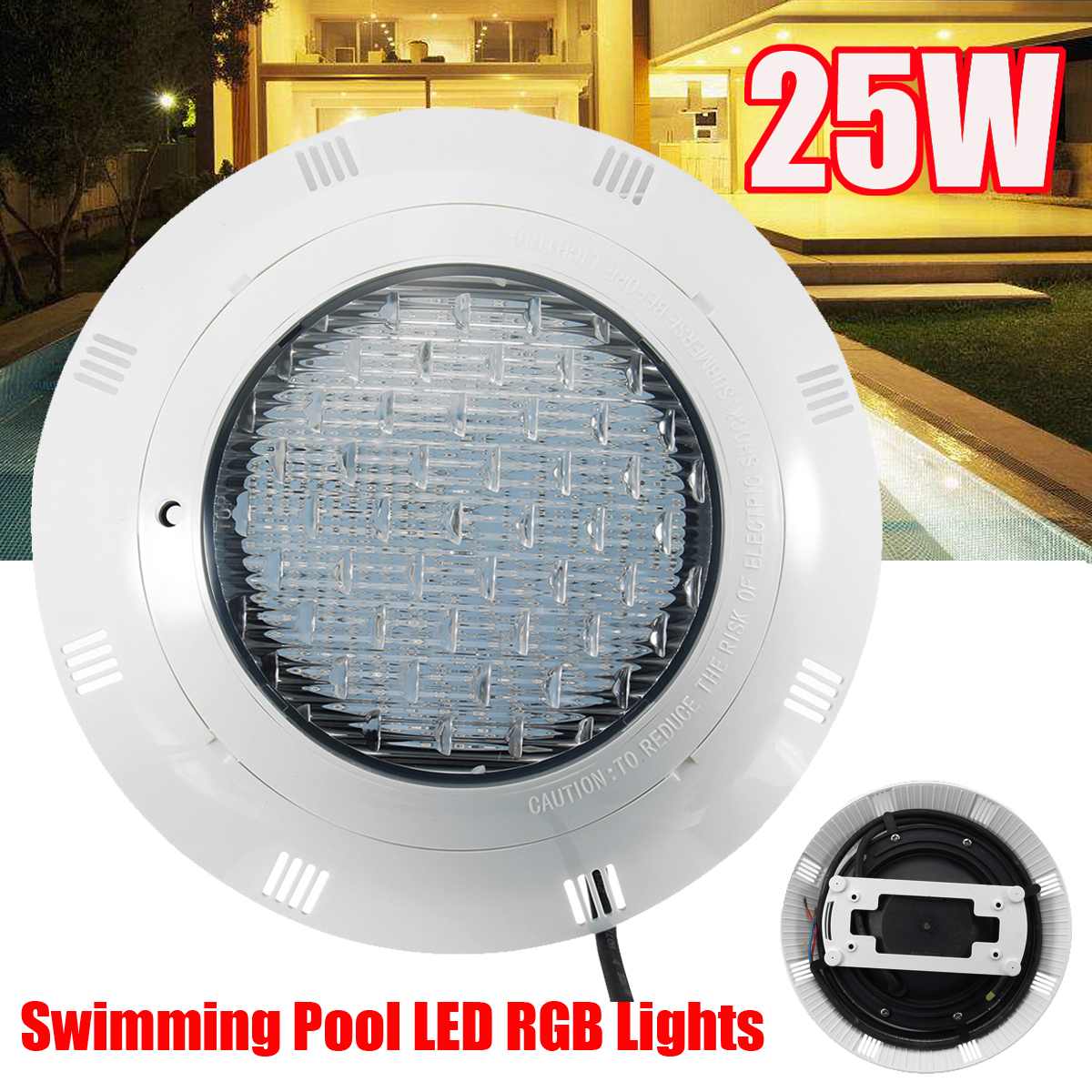 25W RGB Led Swimming Pool Light w Remote Control IP68 Waterproof AC12V RGB Outdoor Underwater Submersible Light Pond Spotlight
