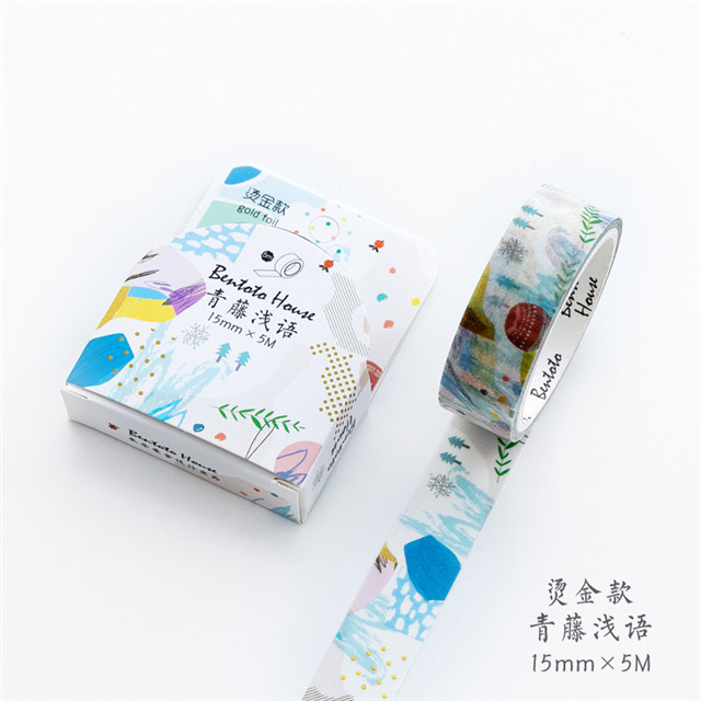 Verschiedene Blumenfolien-Washi-Band zum Selbermachen, dekoratives Maskierung-Klebeband für Scrapbooking und Telefondekoration: Blau