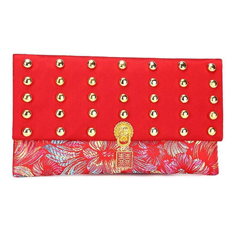 chino tradicional brocado monedero bolsa joyería bolsa bordado organizador bolsillo para Festival de boda: 5
