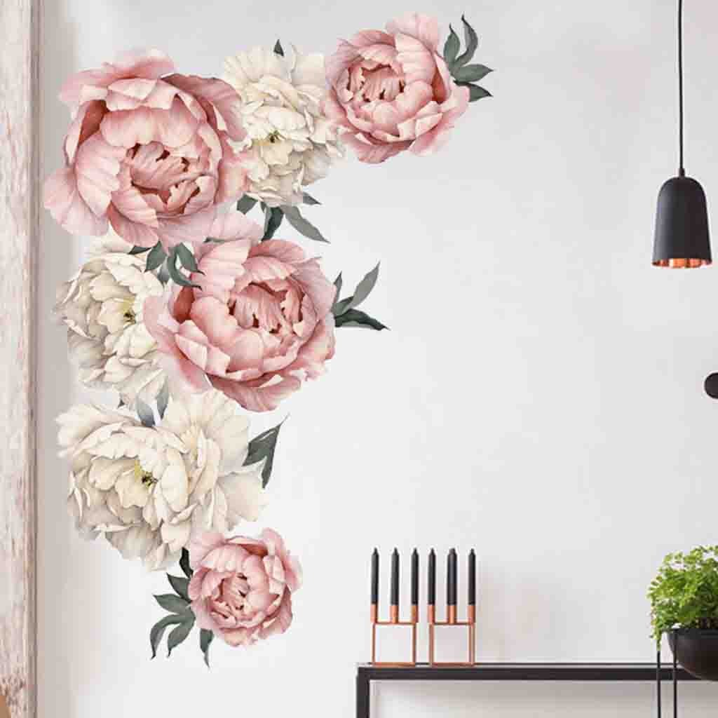 Pioenroos bloemen muursticker kunst kinderkamer stickers kinderkamer home decor muurstickers voor kinderen kamers sticker