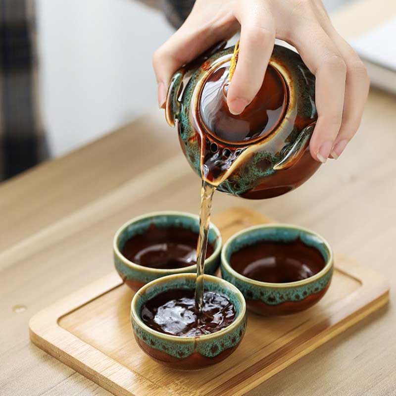 Portable Porcelain Chinese Travel Tea Set Kung Fu Tea Set Teapot 1 Pot 4 Cup Tea Set Chinese Tea Set Teapot Set