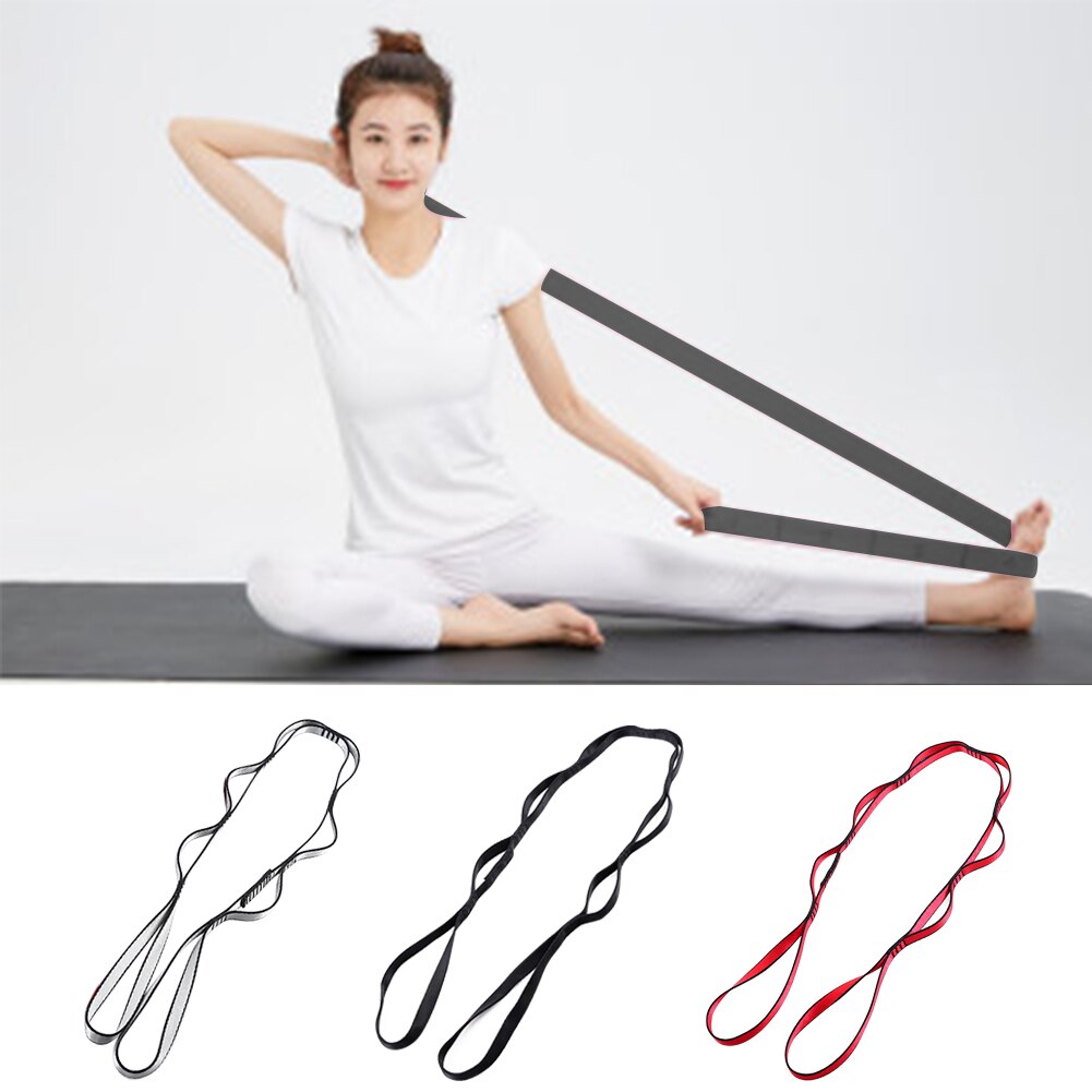 1.1m Gym Exercise Portable Dance Home Yoga Stretch Strap With Loops Hamstring Nylon Pose Fixing Physical Therapy Training