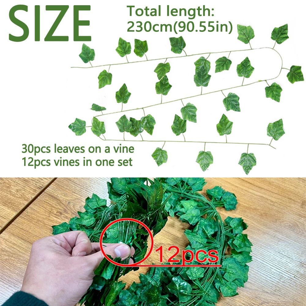 12pcs Artificial Foliage Simulated Leaf Garland Decor DIY Flexible Garland Hanging Plants Plastic Exquisite