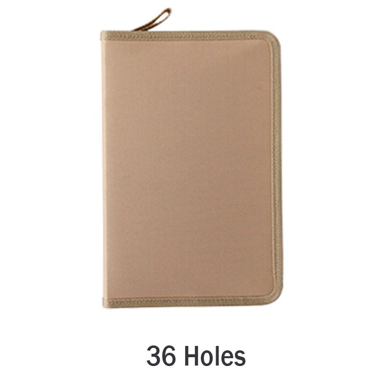 Estuche de tela para lápices de 36, 48 y 72 agujeros, estuche de tela para lápices, bolsa de lápices de Color sólido con cremallera, estuche de bolígrafo para bocetos, escolares para estudiantes: yellow 36 holes