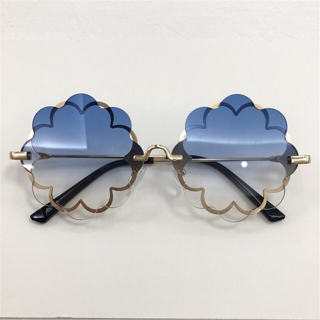 1ps Glasses Flower Goggles Cute Style Party Eyewear Children Outdoor Sun Cute Frame Party Kids Sunglasses Rimless: Blue