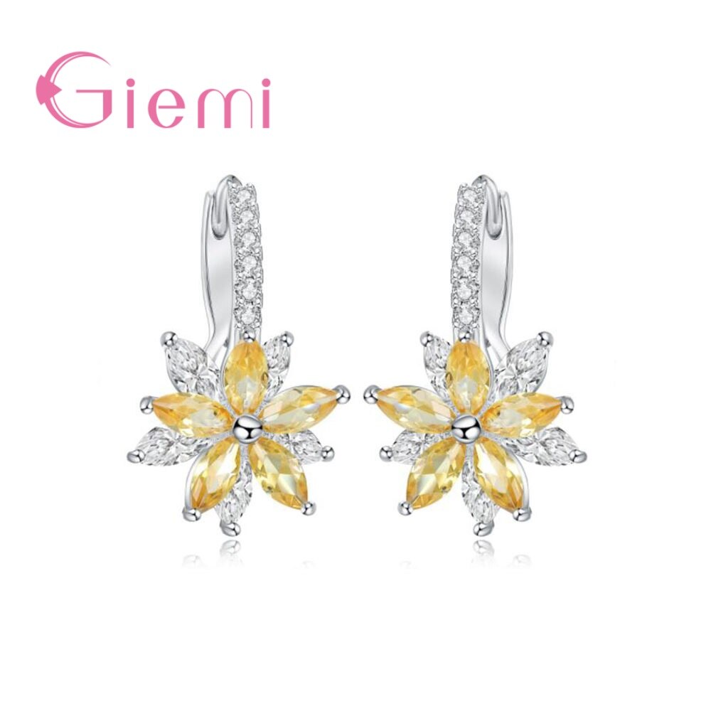 Mode Meisje Boucle Foreille Femme Romantische Stud Oorbellen Bloem Zirconia Voor Vrouwen Party Meisjes Verjaardag Oorbellen Sieraden: Yellow 01