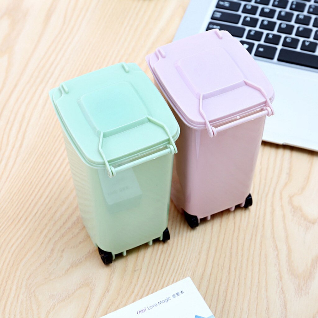 Mini Plastic Trash waste bins Can Storage Bin Desktop Organizer Pen Pencil Holder living room cubo basura reciclaje#A