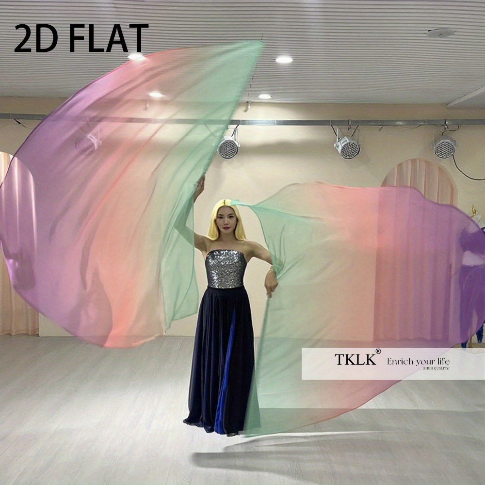 [Belly Dance Flags] Gradient Half-Circle Belly Dance Praise Flags for Dance Performances, Sports Games Opening: L / Deep Sapphire