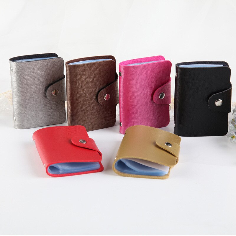 Waterproof Leather Function 24/12 Bits Card Case Business Card Holder Men Women Credit Passport Card Bag ID Passport Card Wallet
