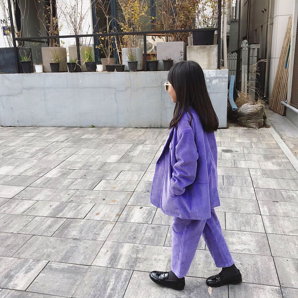 Chándal de pana para niña adolescente, conjunto de ropa para niña, chaquetas escolares, pantalones, traje para niño de 10 a 12 años,