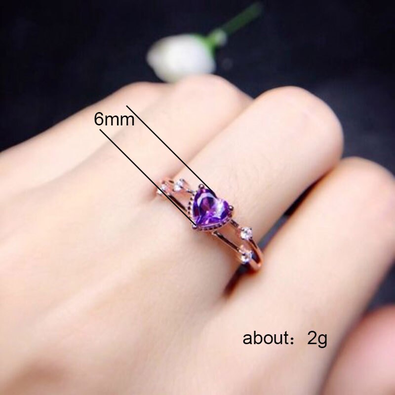Huitan romantische aanzoek sieraden ringen voor vrouwen met felpaarse hartvormige cz steen verlovingsring in roségoudkleur