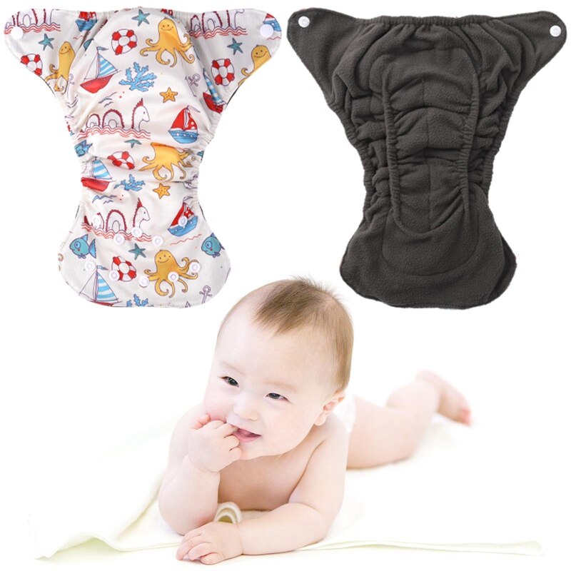 Leuke Cartoon Pttern Luier Voor Baby Kids Bamboe Houtskool Ultradunne Pasgeboren Baby Luiers Nb Aio Doek Luier Fit Voor 0-3Kg
