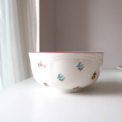 Ensemble de Table de Style campagnard à bord rouge/bol en céramique bol à soupe ménage: 6 Inch Bowl 15x7.5cm