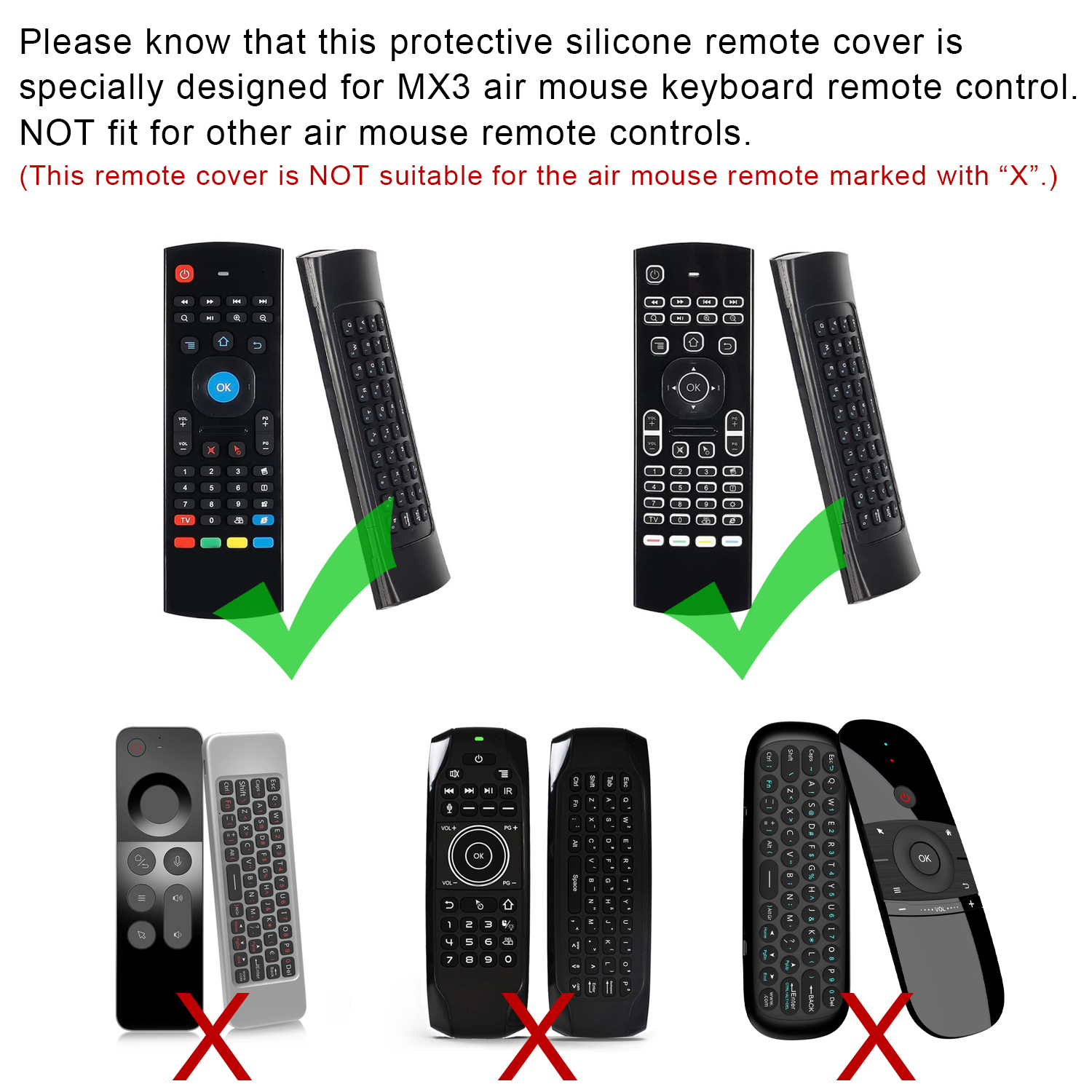 Silicone Protective Case Fit for MX3 Voice Flying Air Mouse 2.4G Double-Sided Remote Control RF Wireless Keyboard Remote Cover