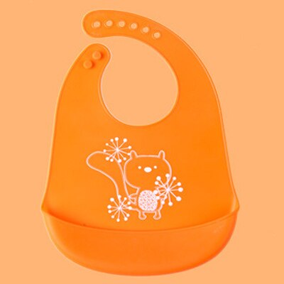 Bavaglino Neonato infantile rutto Del bambino Del silicone Bavaglino Sciarpa di Alimentazione TPE Impermeabile Tuta Animale di Cura Del bambino Bebe Bavaglino Grembiule Strumento di Alimentazione: arancia scoiattolo