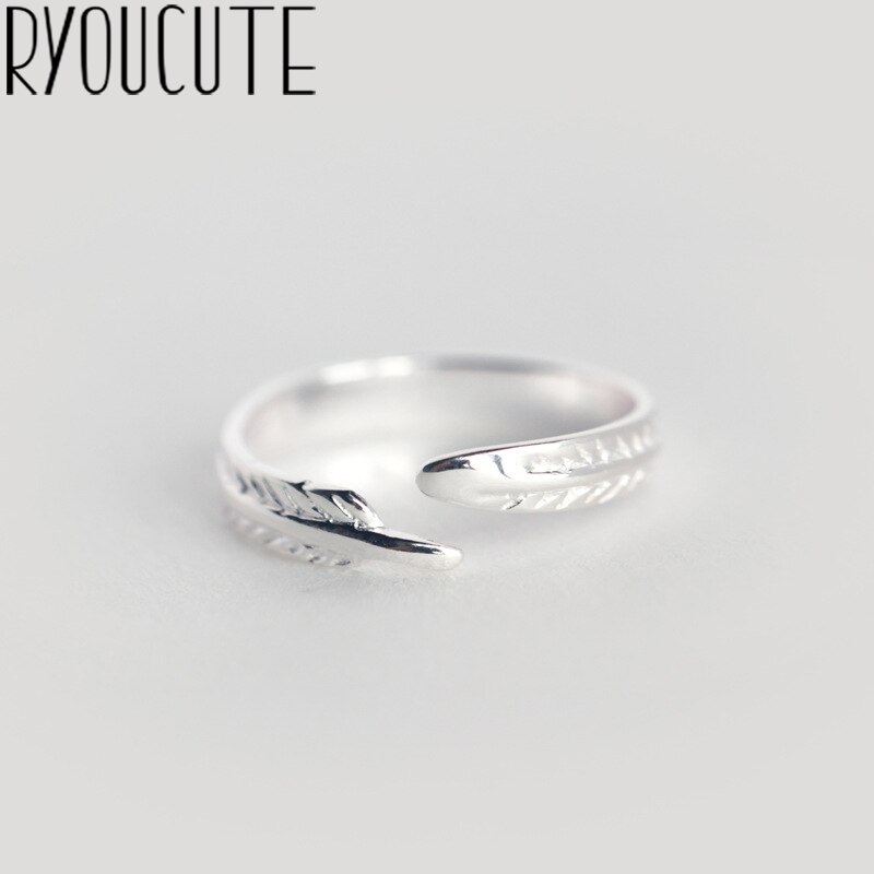 RYOUCUTE 100% Reale Argento Dei Monili di colore di Modo Semplice Grande Foglia Anelli per Le Donne bijoux Dichiarazione Anello Antico Anelli