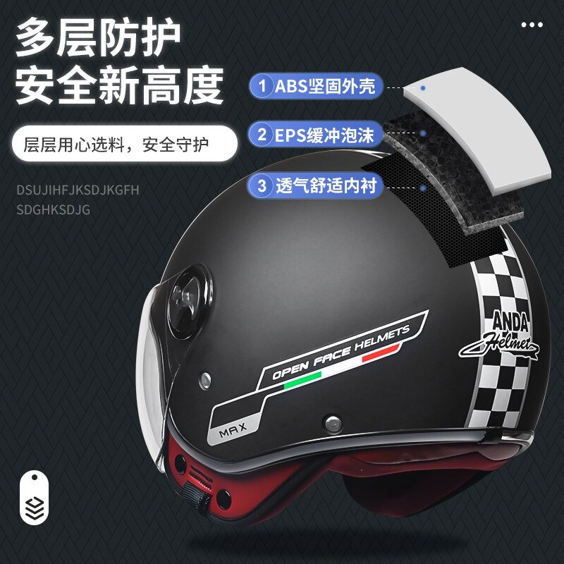 Motorcycle Casco Men Vintage Retro 3/4 Helmets motorbike Bike Bicycle Scooter Helmets Capacete Casque ruby helmet