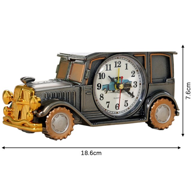 Réveil de voiture Vintage à piles, horloge analogique en plastique pour enfants, pour amis, décor de Table de chambre à coucher de maison: A