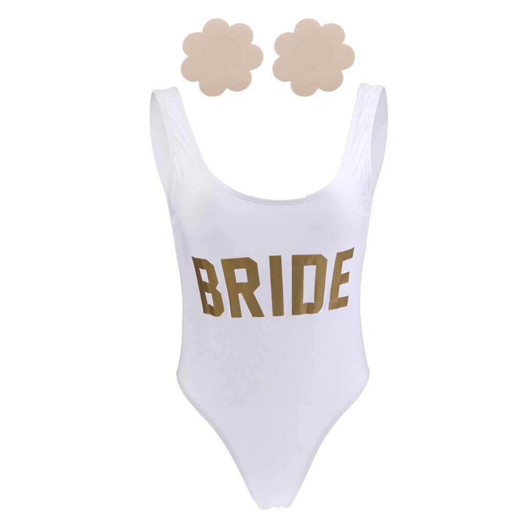Brud guld bokstäver kvinnor dam baddräkt baddräkt i ett stycke brud möhippor bröllop strandkläder l satin bröstöverdrag