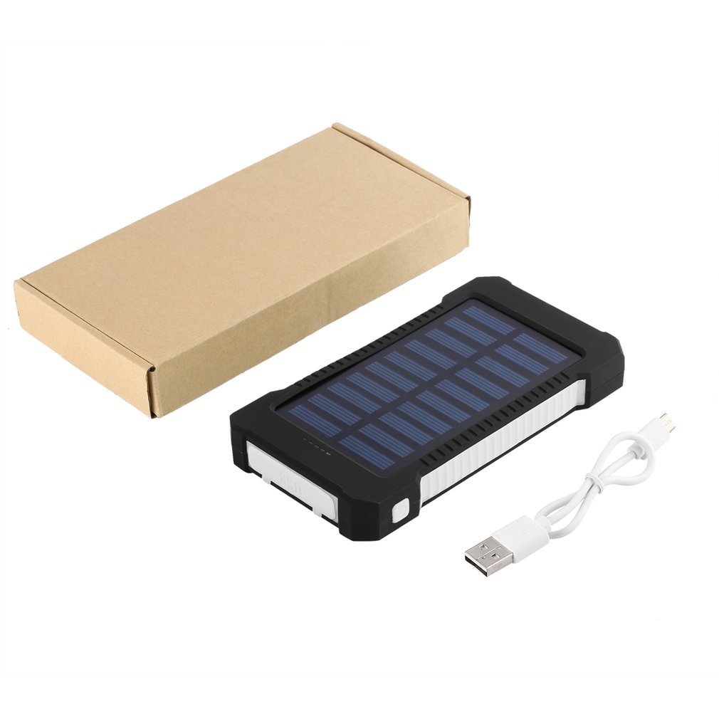 Draagbare Dual Usb Compact Waterdicht Krachtige Led Light Solar Power Bank Externe Batterij Oplader Met Haak Voor Mobiele Telefoons