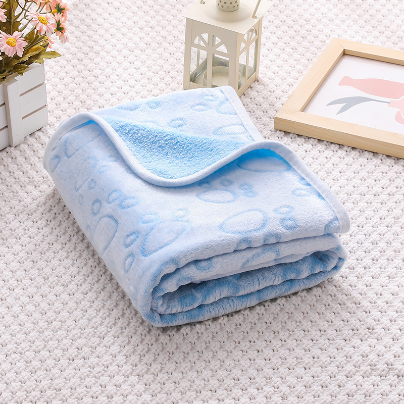 Zachte flanellen huisdierdeken voor honden, katten, schattige pootafdruk, warme mat, kleine, middelgrote honden, katten, deken, wasbare huisdierbenodigdheden: M / Blauw