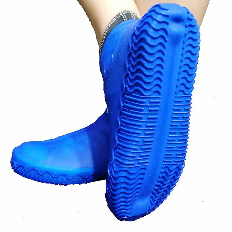 Waterdichte Schoen Cover Outdoor Regen Schoen Cover Dikke Slijtvaste Anti-Slip Schoen Cover Silicone Shoe Cover: Blauw / M