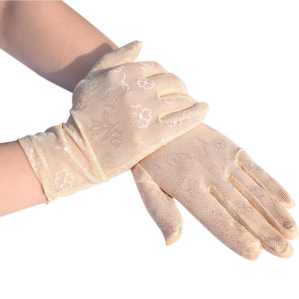 Zon Bescherming Handschoenen Vrouwelijke Zomer Uv Bescherming Dunne Gedeelte Rijden Kant Ijs Zijde Full-Vinger Handschoenen: N