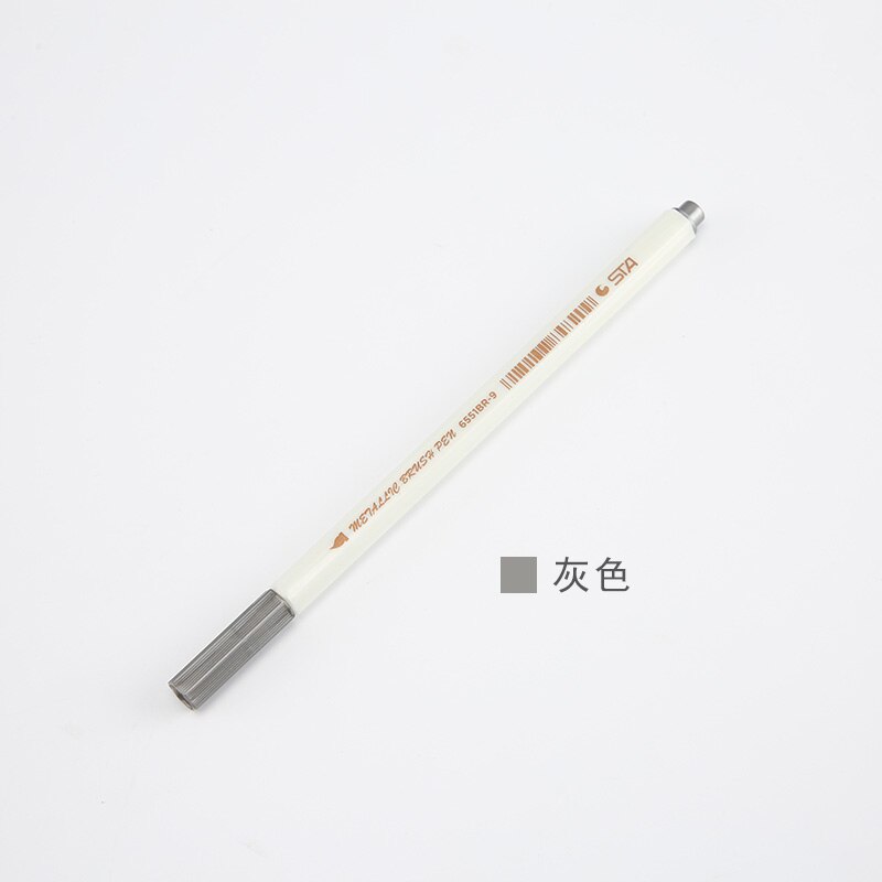 STA Metallic Colorful Brush Marker Pens 10 Colors Available Paint Pens for Decoration Photo Album Note book 1 Piece: Light Grey
