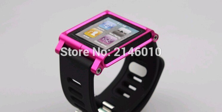 Bracelet de montre multi-touch Kit Bracelet de poignet pour iPod Nano 6 6th 6g boîtier en aluminium en métal: Rose