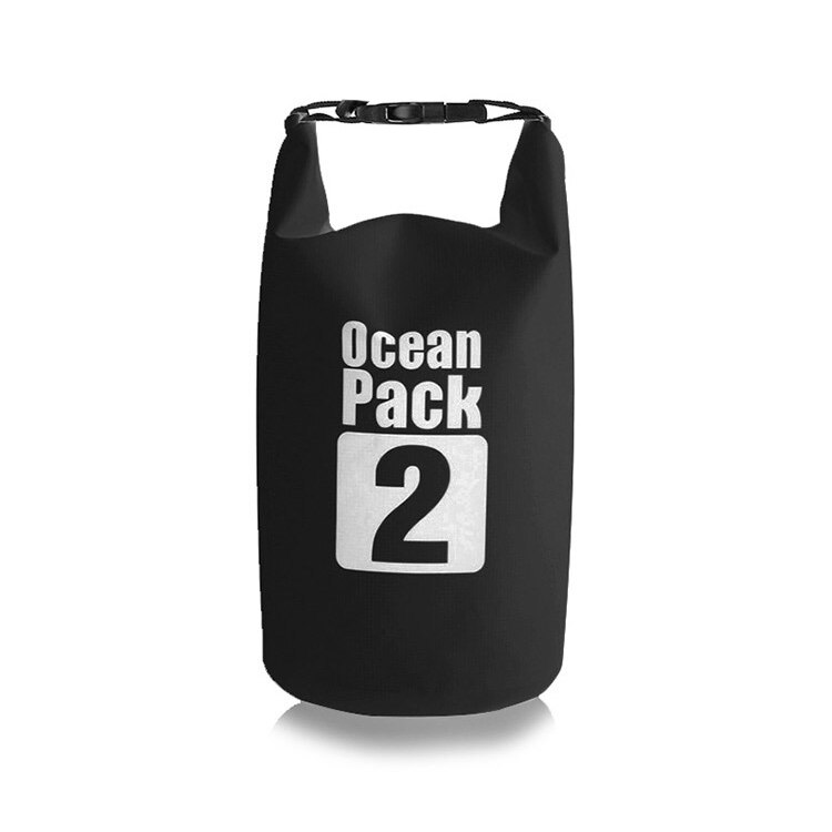 PVC Waterproof Dry Bag 2L 5L 10L 20L 30L Outdoor Diving Foldable Man Women Beach Swimming Bag Rafting River Ocean backpack: Black-2L
