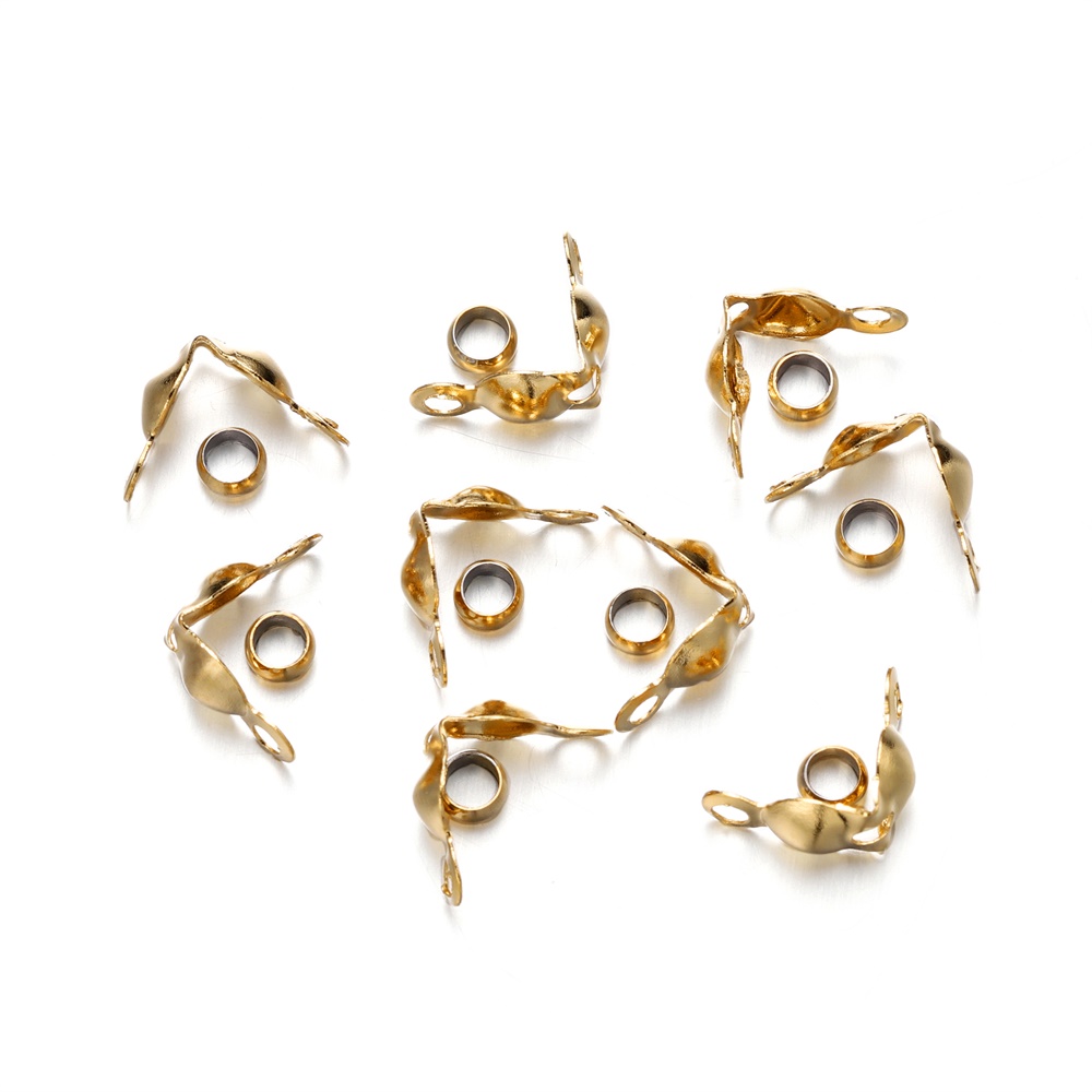 Fermoir de connecteur plaqué or en acier inoxydable, 50 pièces/lot, perles à sertir pour Bracelet, collier, chaînes, fournitures de fabrication de bijoux à faire soi-même