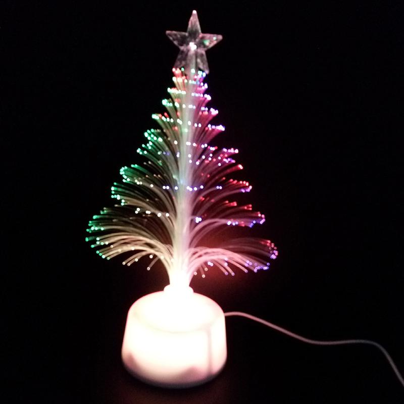 1 pc mini julgran usb-anslutning led fiberoptisk lampa nattlampa för sovrum hem