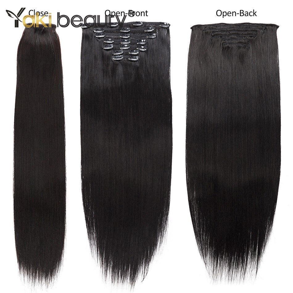 Yaki Beauty Synthetische Clip In Hair Extension 24Inch 140G Lange Gladde Rechte 7 Haarstukken Natuurlijke Zwart Bruin Blond kleur