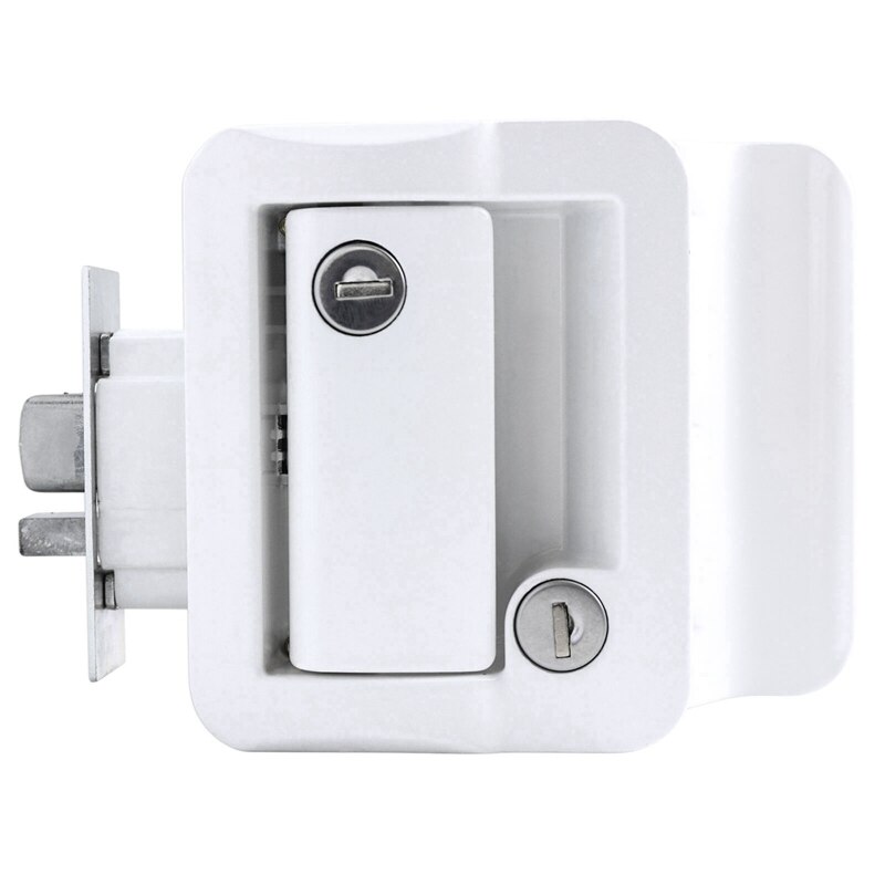 White RV Paddle Entry Door Lock Latch Handle Knob Deadbolt Camper Trailer