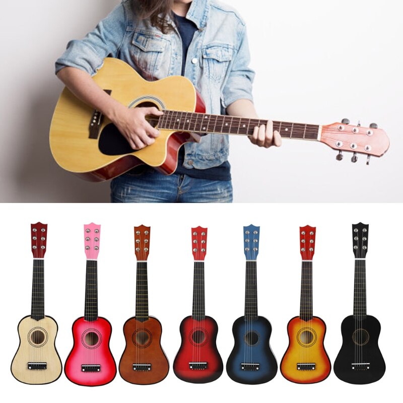 21 Inch 6 String Basswood Acoustic Guitar Small Guitar For Beginners Practice Kids Practical Playing Musical Instruments