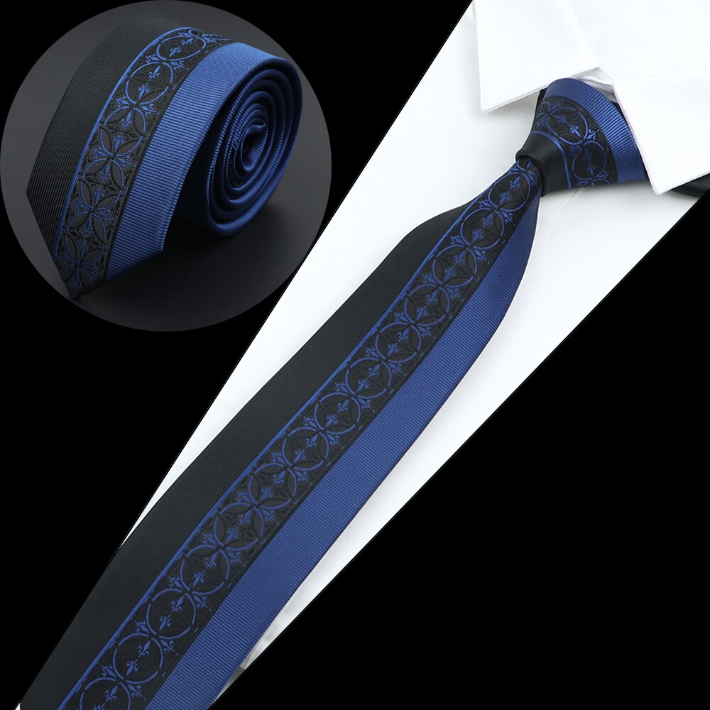 Luksuriøst herreslips jacquardvevd skinny slim 6cm svart blått blomster paisley-slips bankett festskjorte: Elfenben