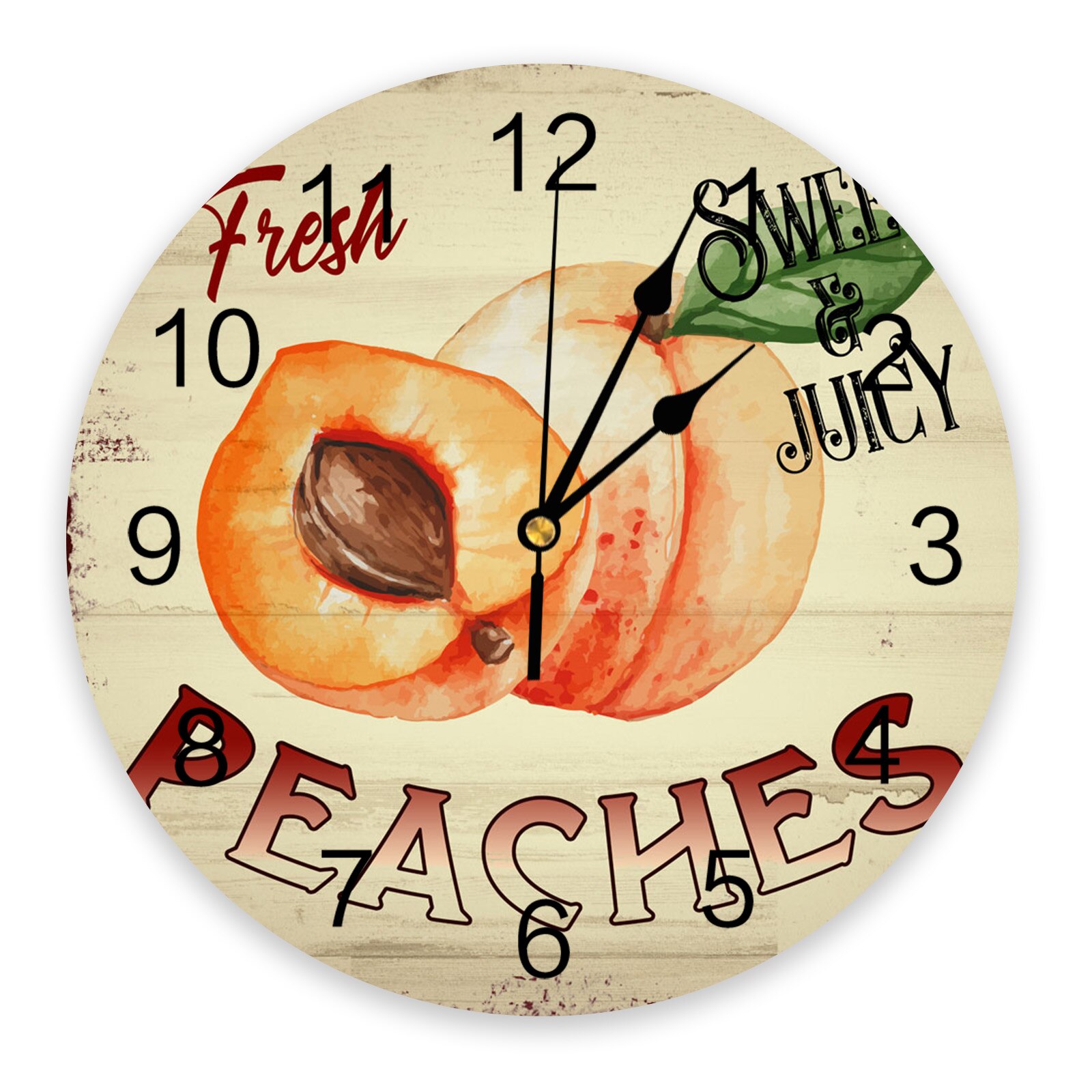 Peach Wood Grain Retro Wall Clock Home Decor Bedro... Grandado